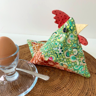 Patchwork Chicken 3D Pyramid shaped project Sewing Pattern by Tikki London