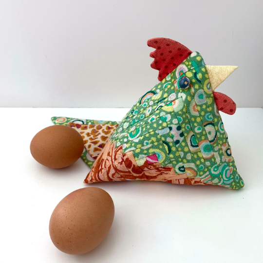 Patchwork Chicken 3D Pyramid shaped project Sewing Pattern by Tikki London